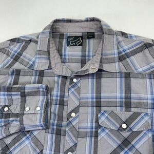 Fox Racing Mens Plaid Western Shirt XXL Pearl Snap Long Sleeve Motorrad‎ Y2k